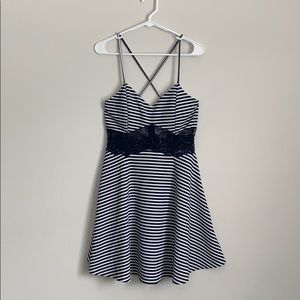 Striped, Crisscross backed summer dress